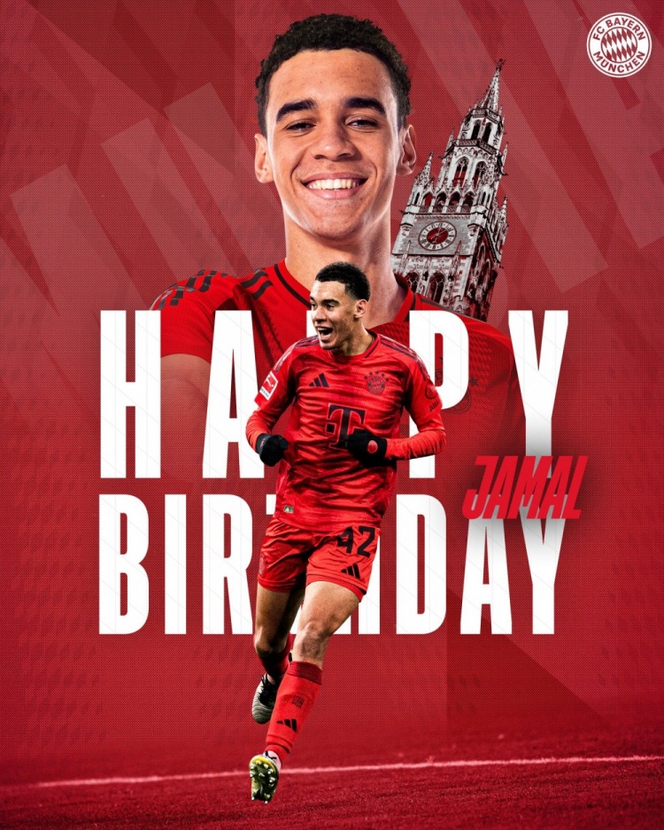  拜仁官方祝穆西亞拉22歲生日快樂，加盟至今出戰(zhàn)196次獲59球38助
