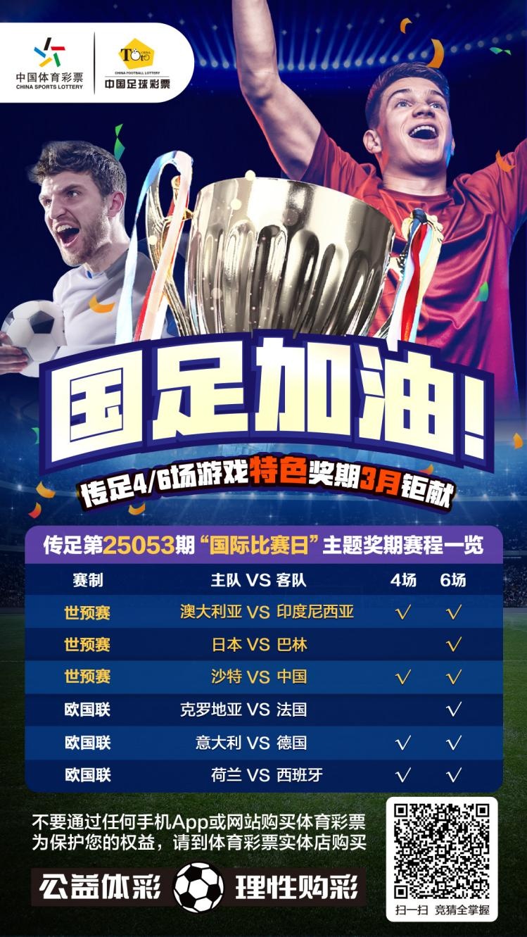  國足加油！傳足特色獎(jiǎng)期第25053期聚焦國際比賽日
